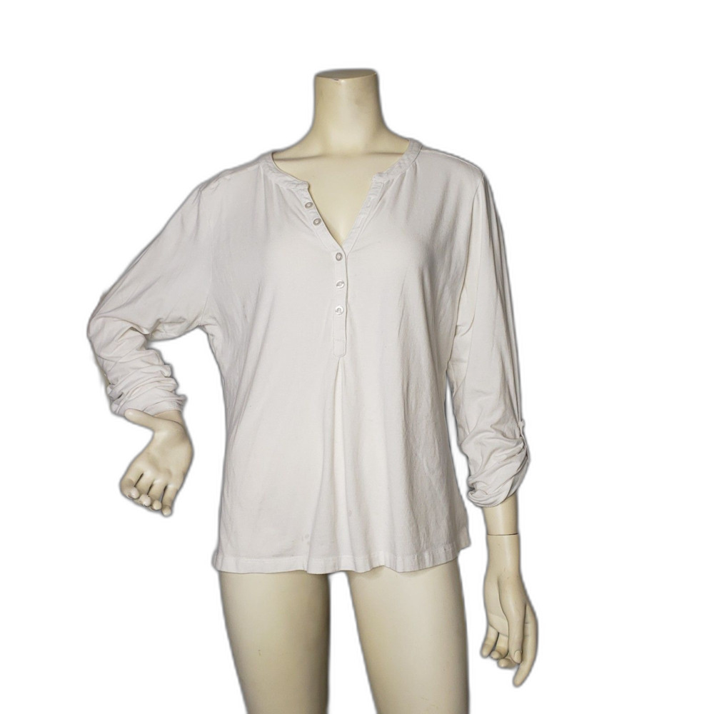 AVENTURA Organic Cotton White Long Sleeve Top Blouse Womens Size XL
